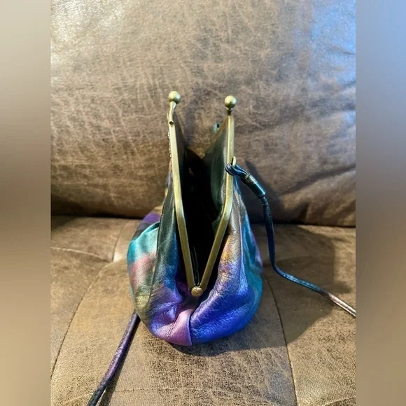 Fancy Nancy Painted Leather Bag Purse Crossbody Purple Vintage 80s USA‎ - Picture 8 of 14